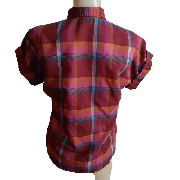 Vintage Womens Top Small 1970s Cottage Core Shirt Fall Rustic Plaid Spare Parts - Picture 5 of 5